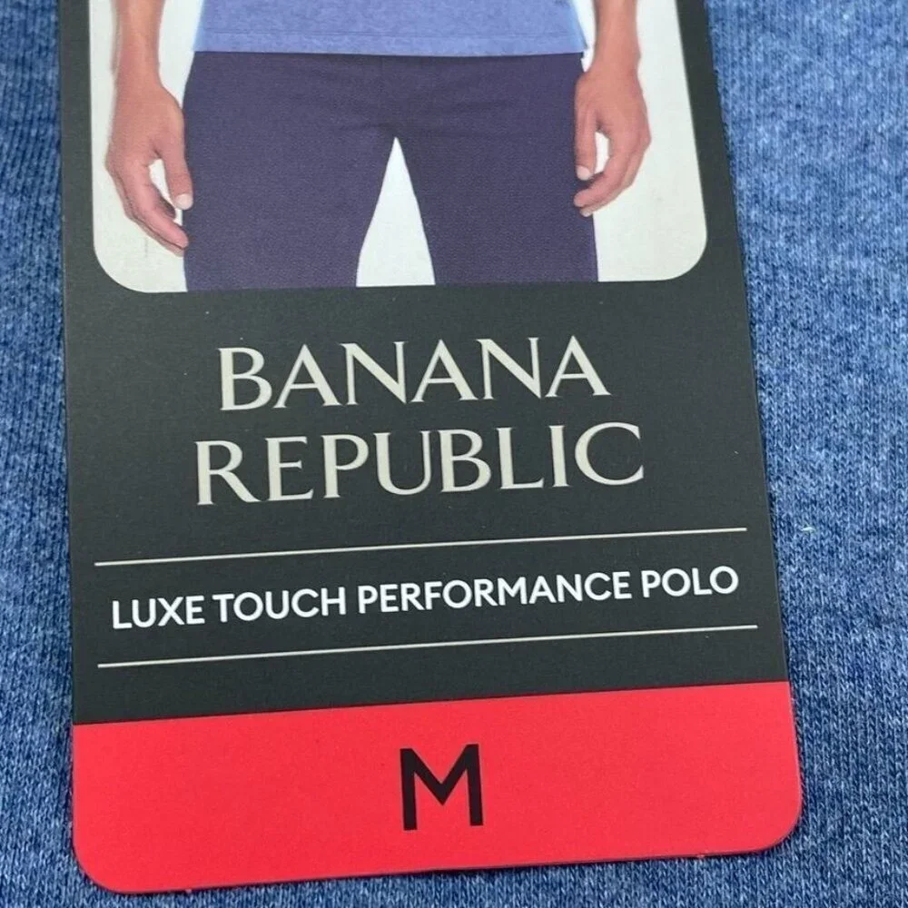 💥 Banana Republic Luxe Touch Performance Polo Shirt M Blue New d0722
